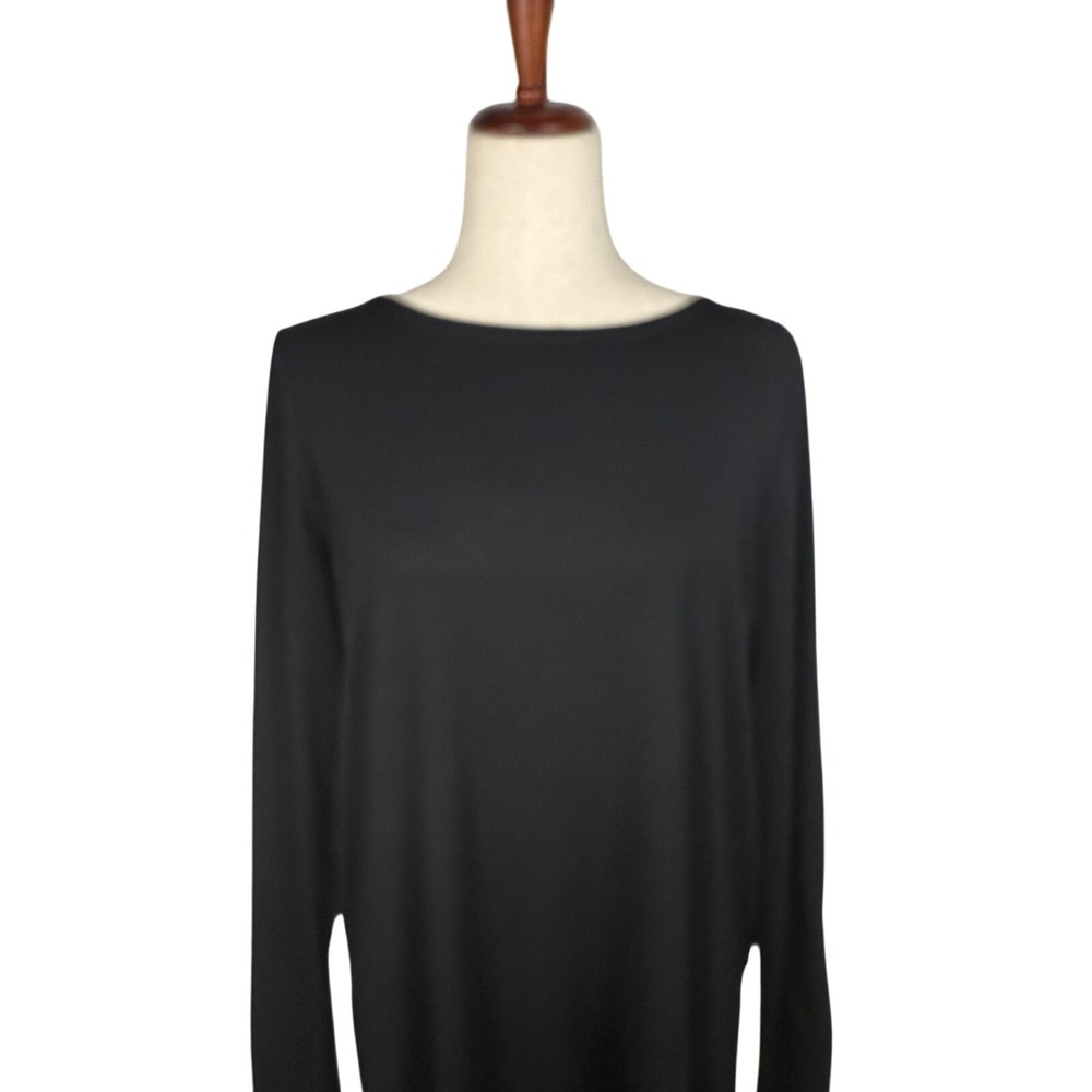Eileen Fisher Tunic Dress Womens S‎ Black Viscose Jersey Long Sleeve Minimalist - Picture 3 of 10